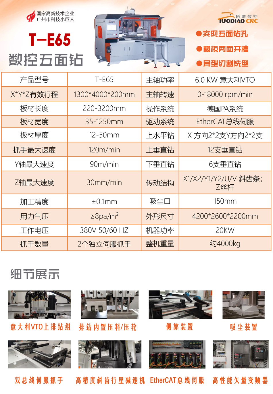 面钻t-e65 数控钻_双钻包六面钻_通过式六面钻_六面钻连线_广州拓雕